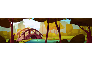 Forest fantasy landscape with stone, an Illustration by art PVP - market