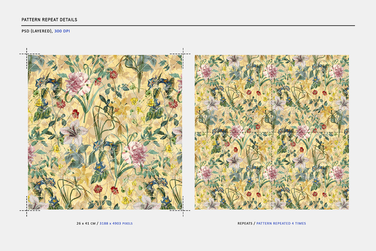 Summer Flowers - Seamless Patterns, a Pattern Graphic by texvogue (Photo 3 of 10)