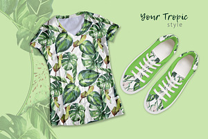 Tropics Leaves JPG Watercolor Set