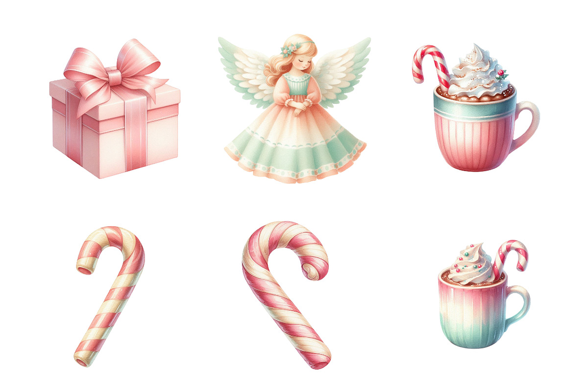 Retro Pastel Christmas Clipart, an Illustration by Design Market (Photo 2 of 5)