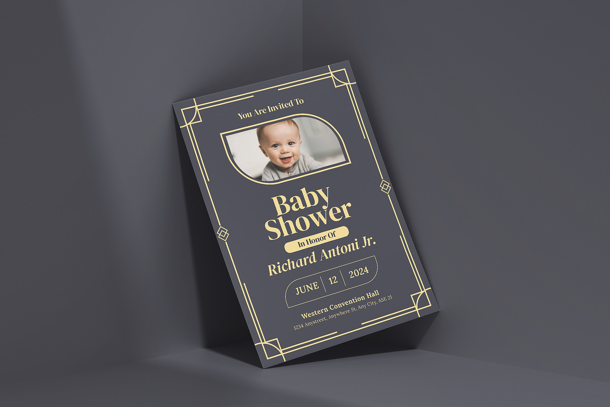 Art Deco Baby Shower - Invitation, a Print Template by VUNIRA (Photo 2 of 2)