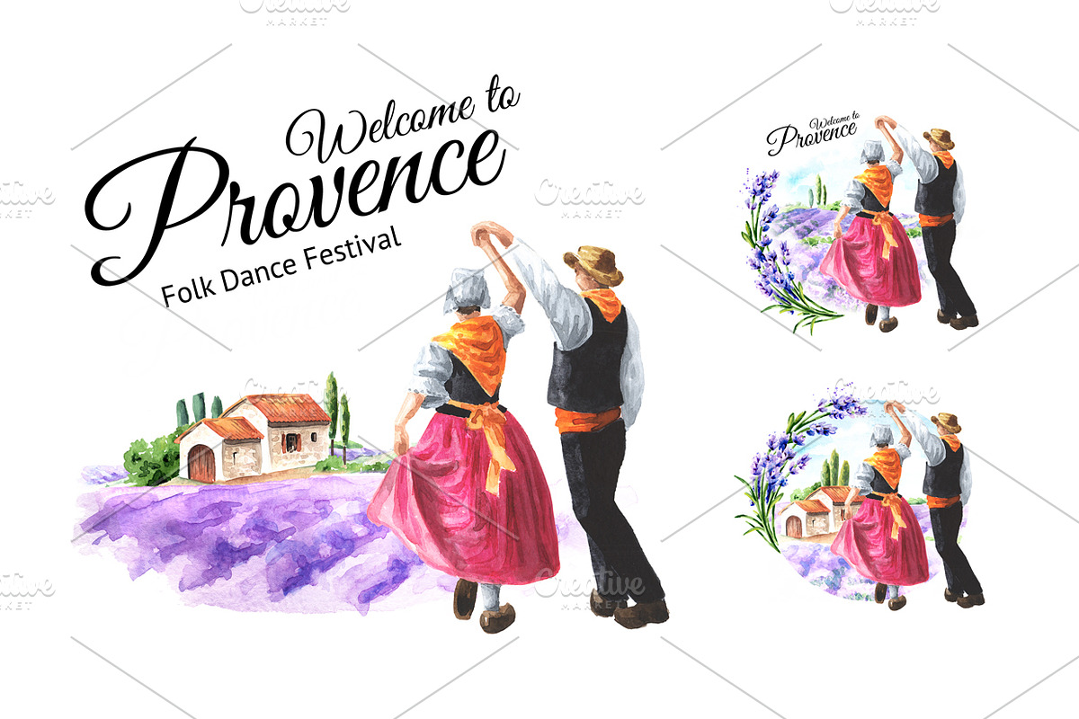 Welcome to Provence. Folk dance, a Decorative Illustration by Daria Ustiugova (Photo 1 of 3)
