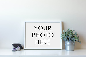 White Frame With Gem & Plant