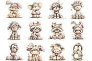 Whimsical Easter Animals Clipart, an Illustration by Designking (Thumbnail 2 of 5)