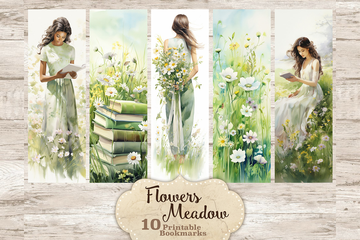 Flowers Bookmarks | Meadow Printable, a Seasonal Illustration by GlamArtZhanna (Photo 1 of 6)