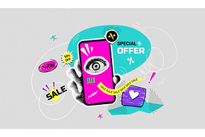 Phone sale collage. Smartphone, an Illustration by Stock-Smart-Start