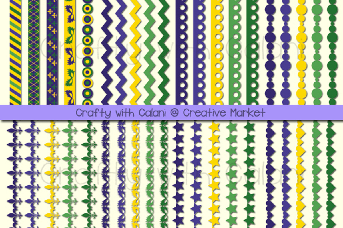 Mardi Gras Digital Border Set, an Object Graphic by Crafty with Calani