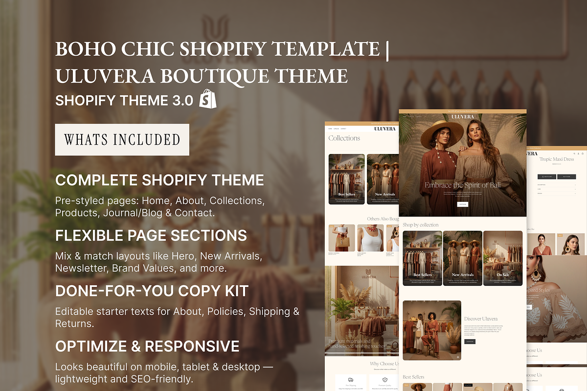 Bali Boho Tropical Shopify 2.0 Theme, a Shopify Template by AtelierDuVow (Photo 9 of 10)