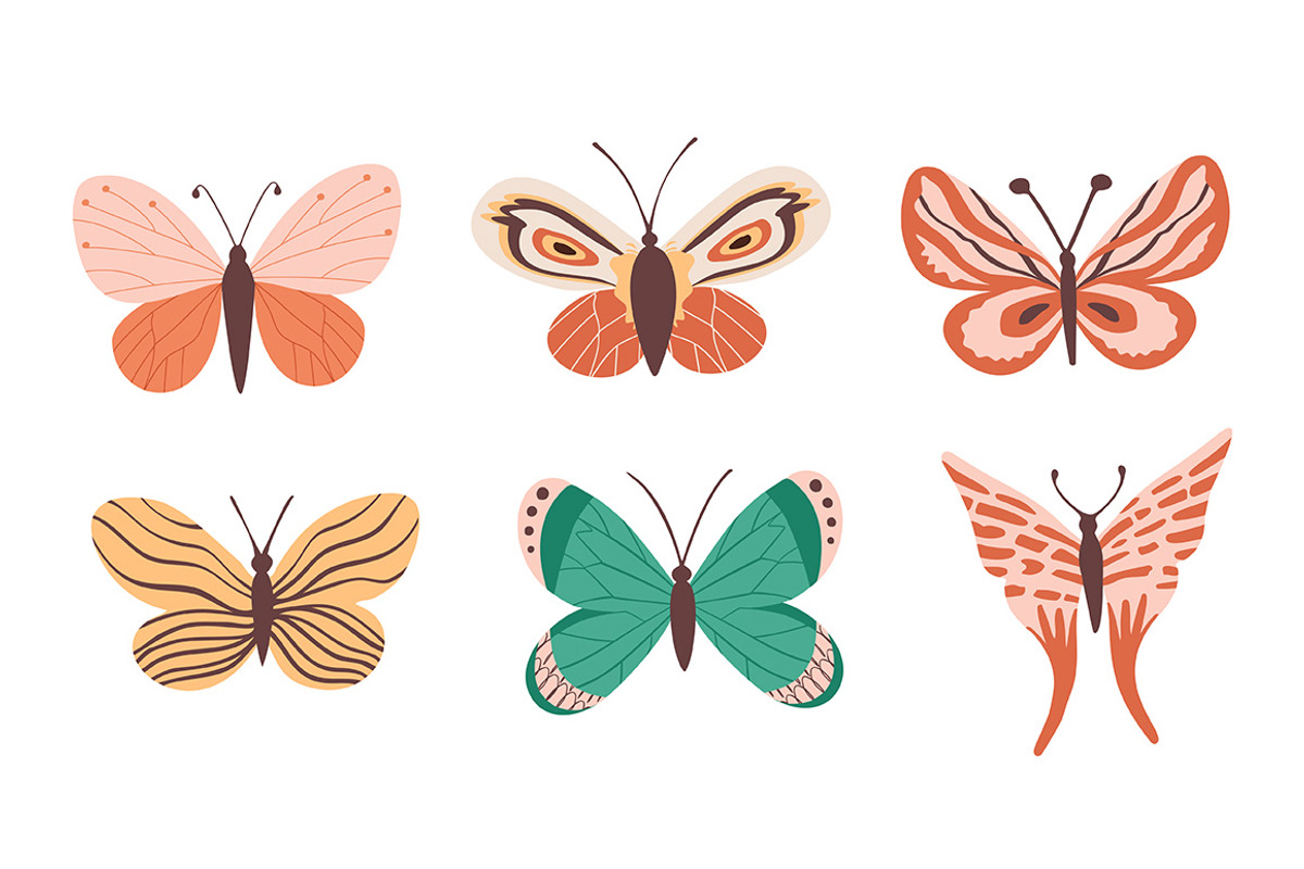Colorful Hand-Drawn Butterflies, an Animal Illustration by Zeukaa (Photo 4 of 7)