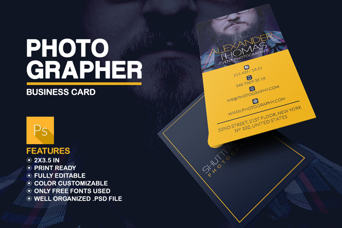 Photographer Business Card, a Business Card Template by Marvel (Photo 1 of 5)