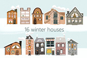 Winter snow covered houses clipart, an Education Illustration by NataLyaroArt (Thumbnail 2 of 6)
