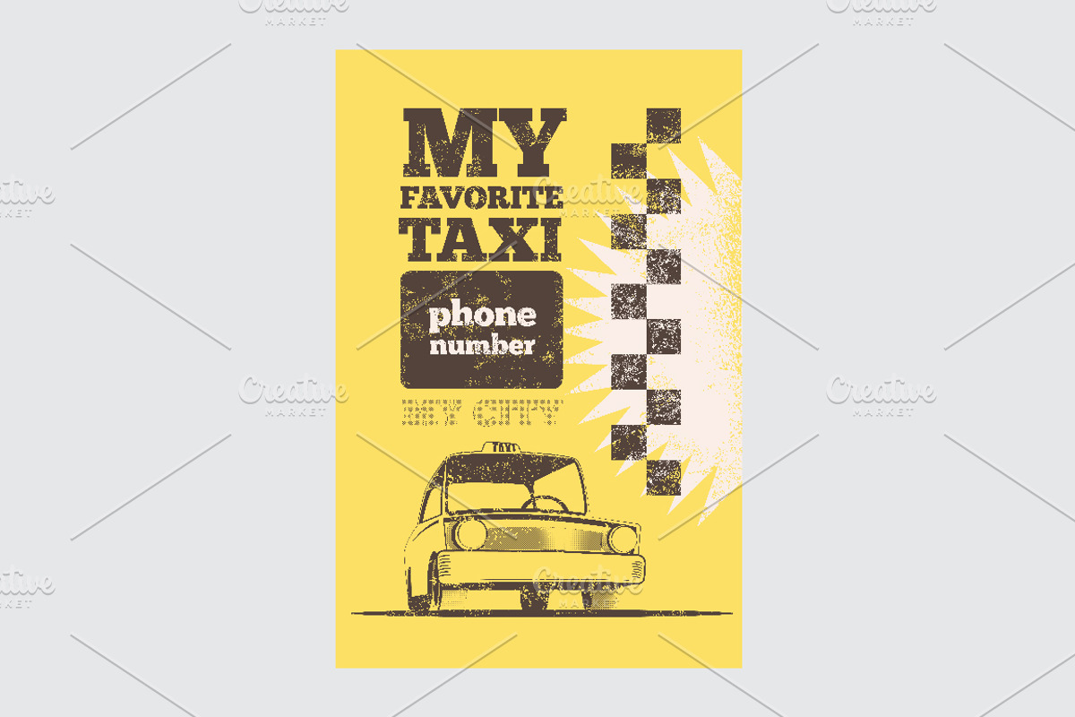 Taxi retro grunge vector poster set., a Transportation Illustration by PoPaShop (Photo 12 of 15)