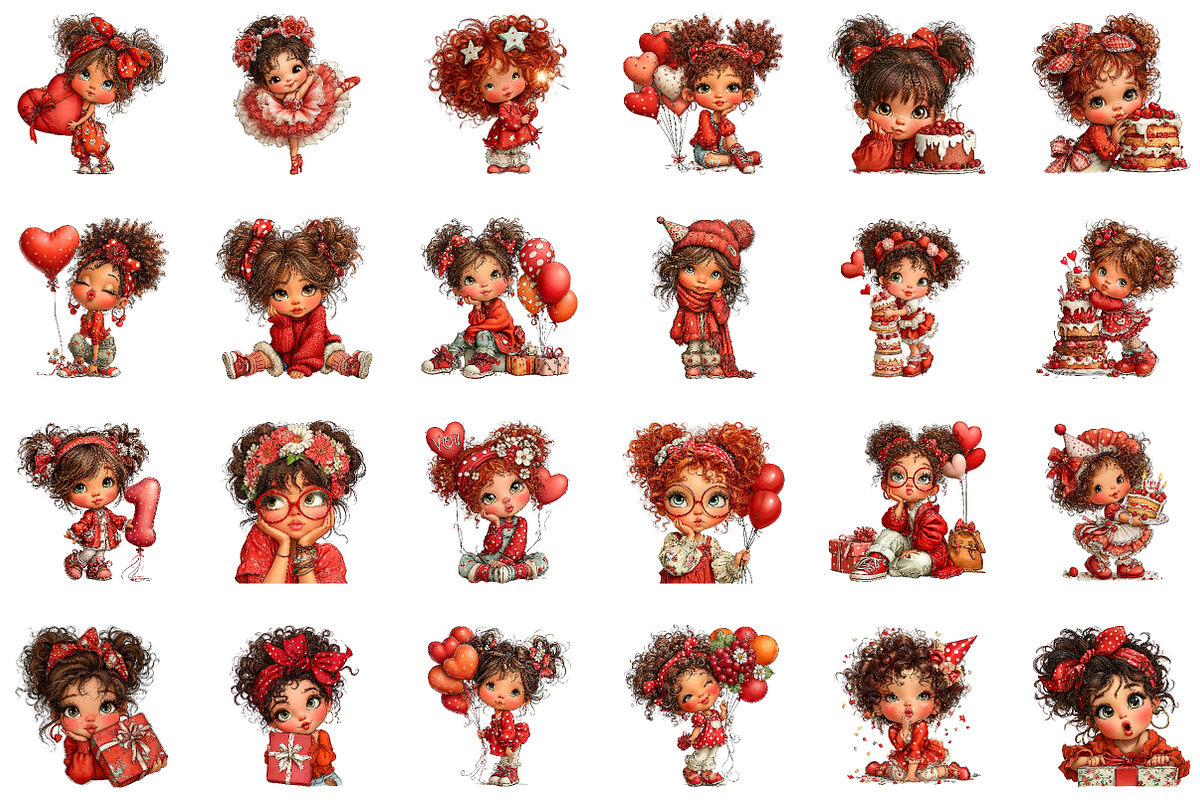Quirky birthday girl clipart, an Illustration by CreationArt (Photo 2 of 5)