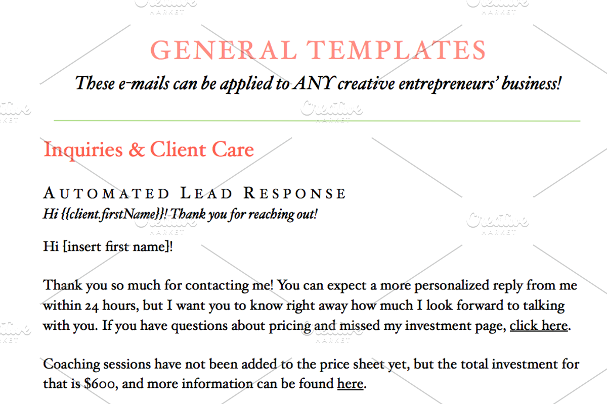 Email Templates for Creatives, an Email Template by Lauren Dragon (Photo 5 of 5)