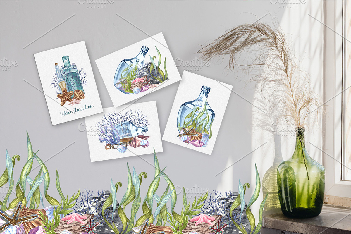 Nautical Seaside Watercolor Set, a Decorative Illustration by BarvArt (Photo 5 of 18)