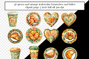 Green & Orange Watercolor Huaraches, a Graphic by AllTheKewtClipart (Thumbnail 3 of 5)