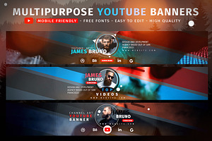 Creative MultiPurpose YouTube Banner, a Social Media Template by BlilDesign