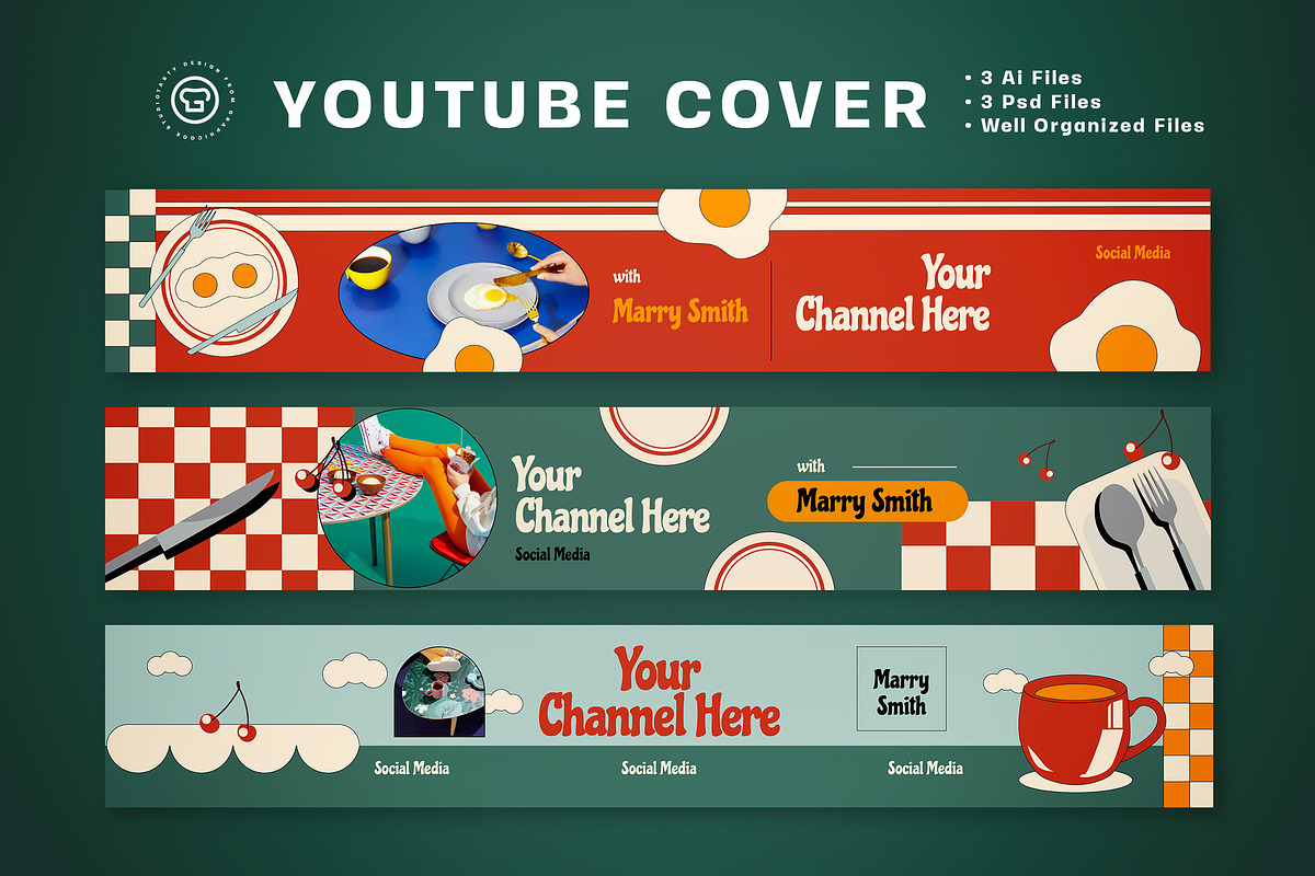 Youtube Cover Food Vlogger, a Social Media Template by graphicook (Photo 2 of 3)