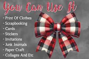 Christmas Buffalo Plaid Bow Clipart