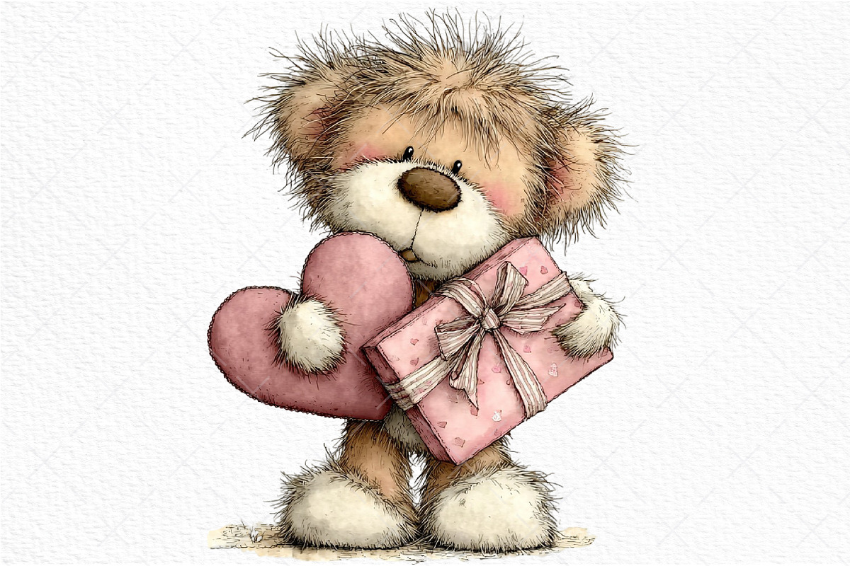 Quirky Valentine Teddy Bear Clipart, an Illustration by Craft Nest (Photo 10 of 11)