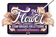 70 Flower Stamps for Procreate, a Brush Add-On by Riveros Illustration (Thumbnail 1 of 13)