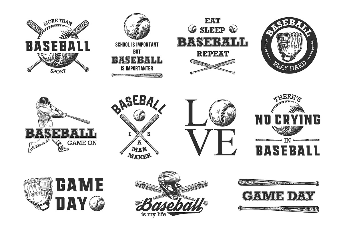 Baseball engraved odjects & emblems, an Education Illustration by Akimo Mia (Photo 3 of 8)