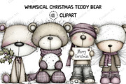 Whimsical Christmas Teddy Bear Clipa, an Illustration by Creative Art (Thumbnail 1 of 11)