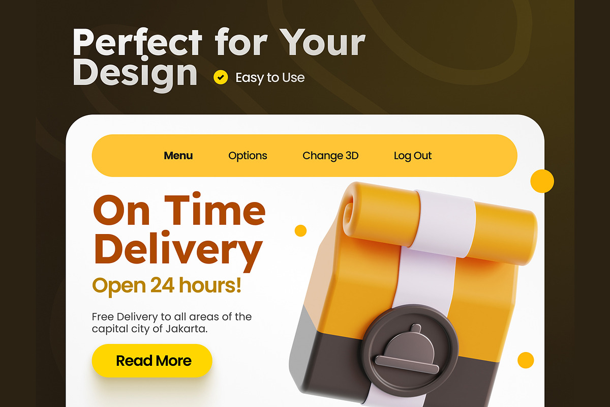 Food Delivery 3D Icons, an Object 3D Model by Rakata Studio (Photo 4 of 7)