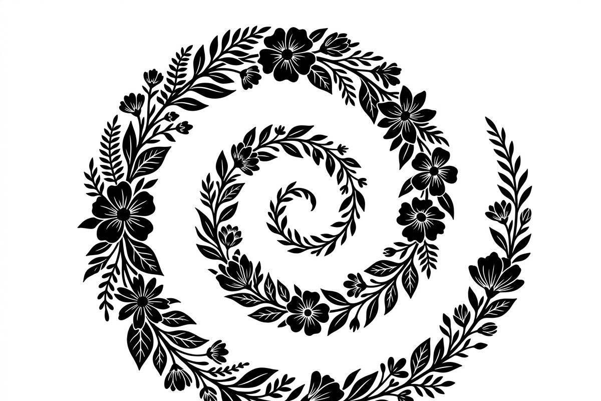 50 Elegant Floral Leaf Spiral Frame, a Decorative Illustration by Amazin_art (Photo 7 of 41)