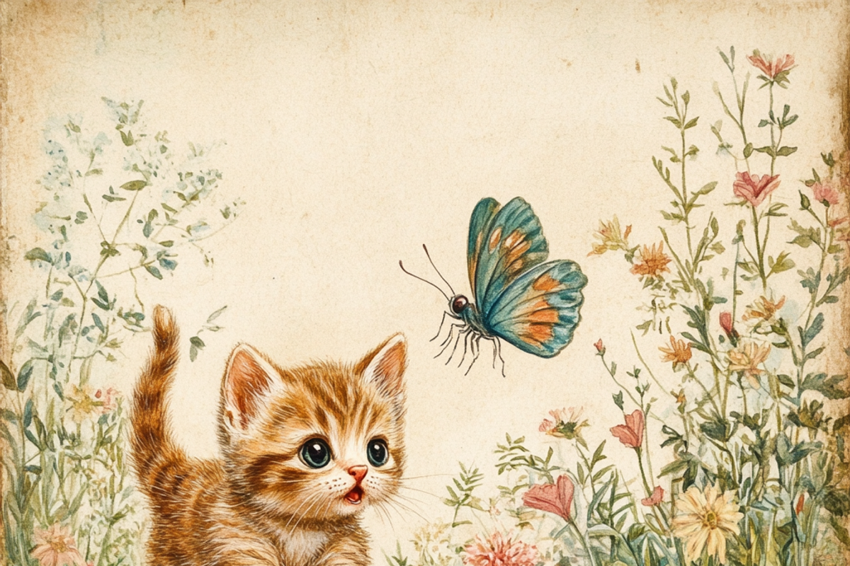 Watercolor Playful Kitten, a Background Graphic by Printable Treasure (Photo 2 of 7)