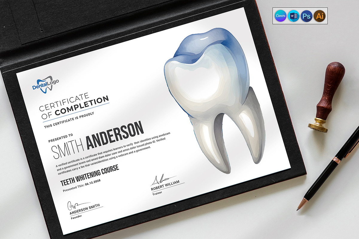 Dental Certificate, a Stationery Template by DesignDevisers (Photo 2 of 10)