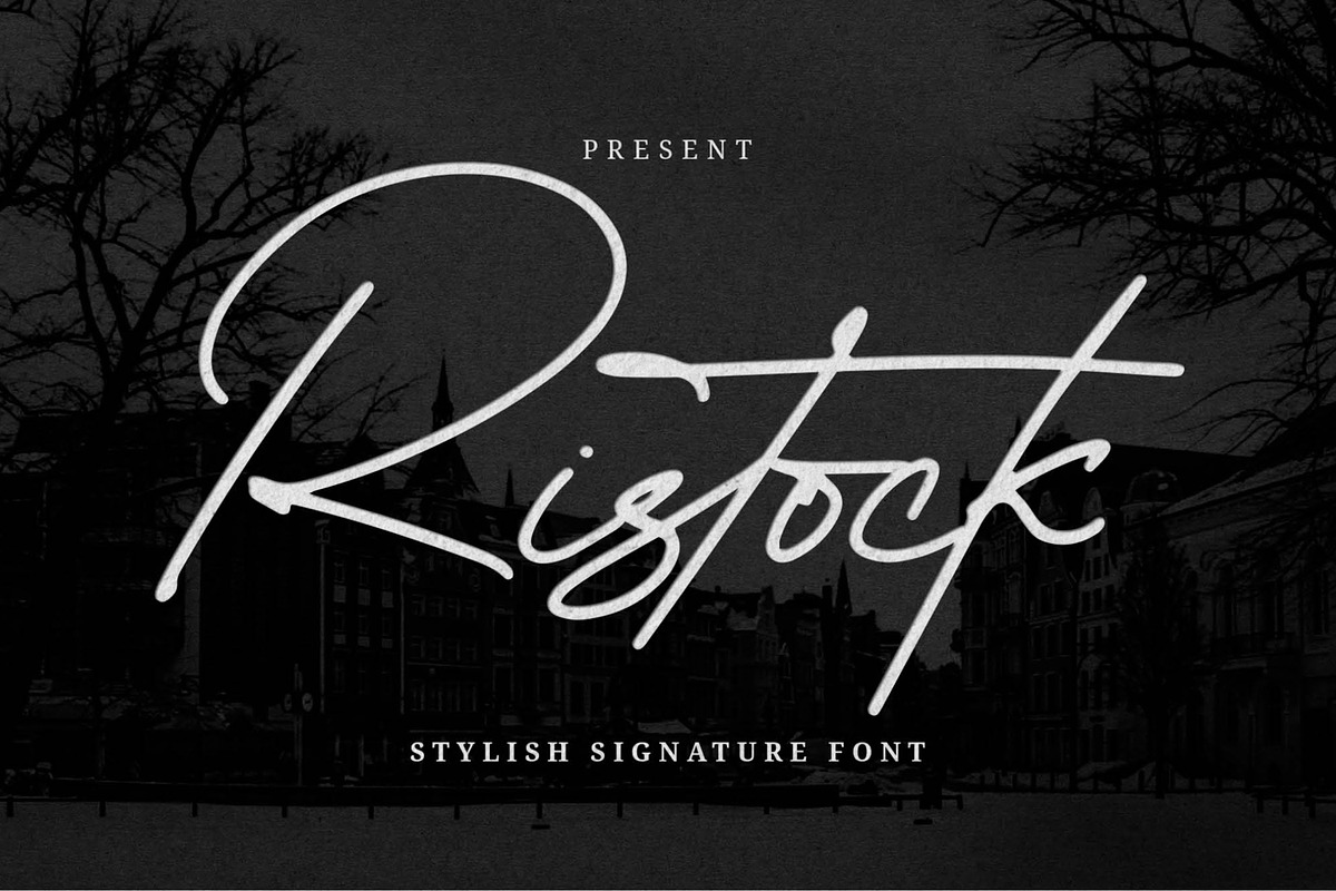 Ristock – Stylish Signature Font, a Handwritten Font by Almarkhatype (Photo 1 of 10)