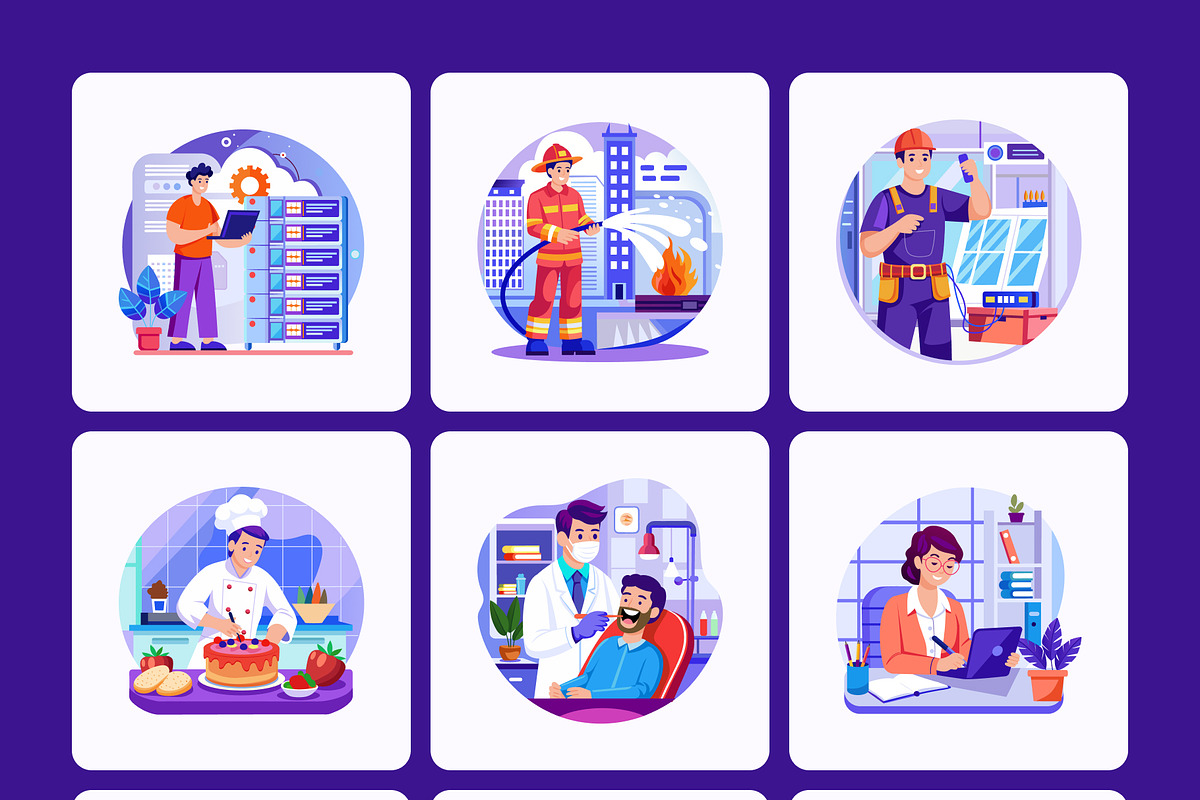 Job Illustrations Art Set, a Work Illustration by Prosymbols (Photo 8 of 9)