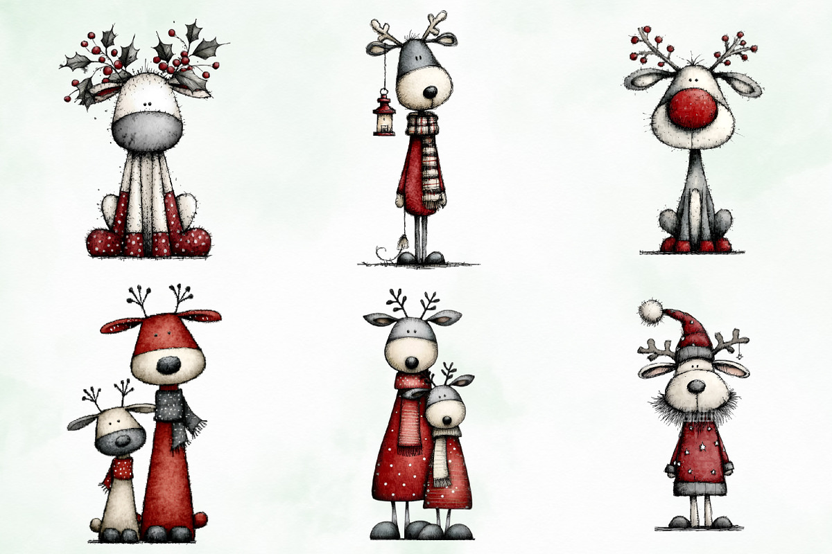Whimsical Quirky Deer Clipart Bundle, an Illustration by Creative Art (Photo 7 of 12)