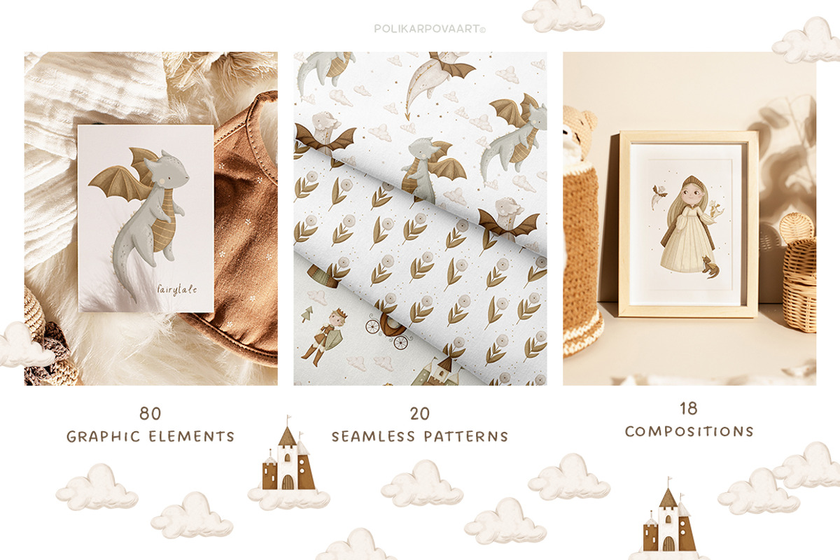 Fairytale - magic clipart & patterns, an Animal Illustration by polikarpovaart (Photo 2 of 16)