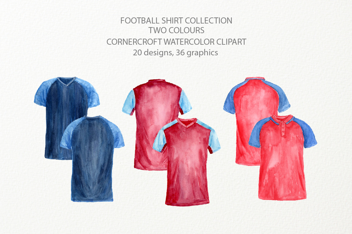 Watercolour football shirt 2 color, a Person Illustration by Corner Croft (Photo 3 of 6)