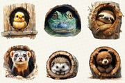 Funny Animals in Hole Clipart, an Illustration by OK Design (Thumbnail 3 of 5)