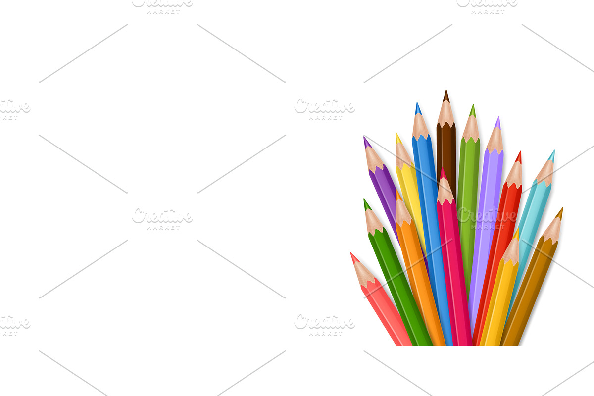 Color 3d pencils bunch isolated with, an Education Illustration by Frogella