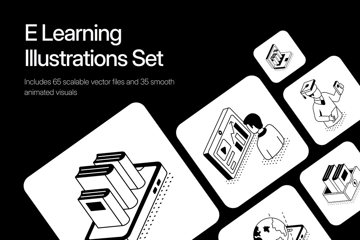 100 E-Learning Illustrations Bundle, a Technology Illustration by Vectors Market (Photo 1 of 12)