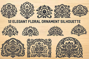 Elegant Floral Ornament Silhouette
