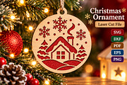 Christmas House Ornament SVG File, an Object Graphic by Libby Wishes (Thumbnail 1 of 3)