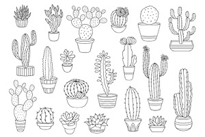 Outline Cactus Succulents