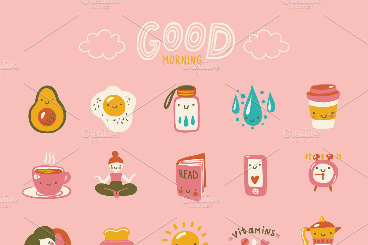 Morning Routine - Elements&Patterns, an Object Graphic by Apolinarias Art (Photo 3 of 10)