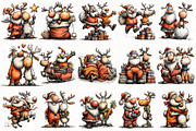 Christmas Santa & Reindeer Clipart, an Illustration by OK Design (Thumbnail 2 of 6)