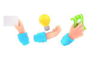 3d Render Hands Hold Bank Card, Bulb