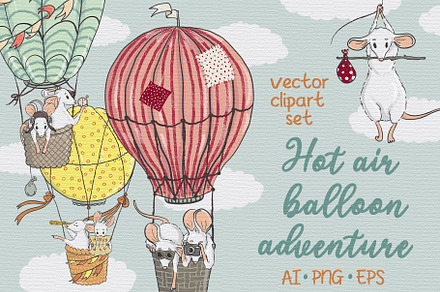 Hot air balloon vector clipart