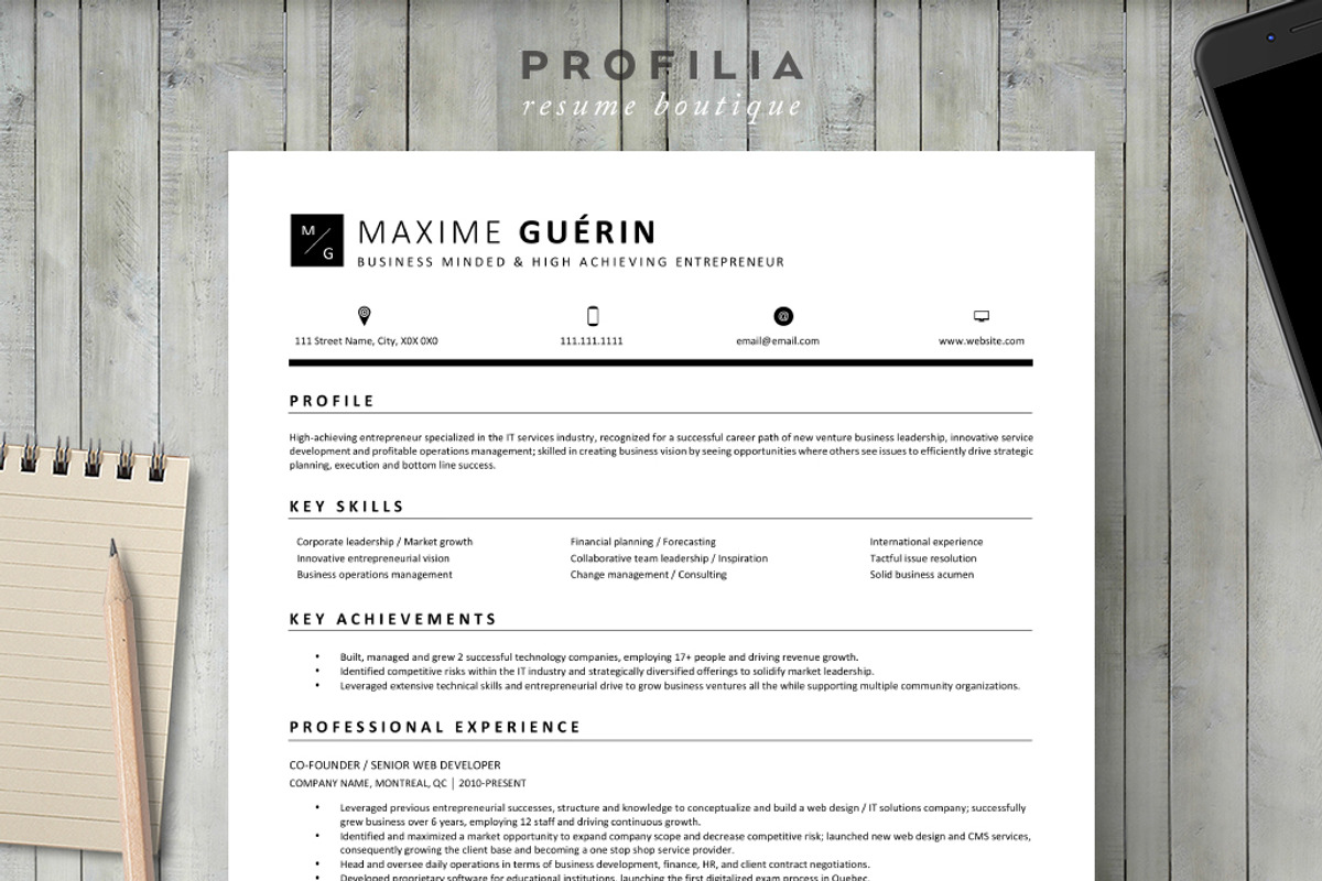 Word Resume & Cover letter Template, a Resume Template by Profilia Resume Boutique (Photo 1 of 3)