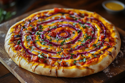 Delicious Spiral Pizza Topped With F, a Photo by Tanuart