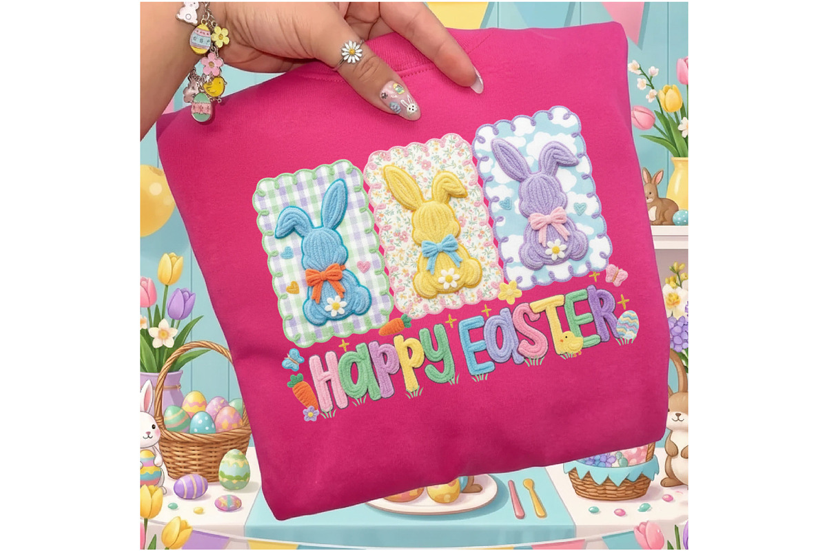 Faux Yarn Happy Easter Png, an Illustration by Designking (Photo 3 of 6)