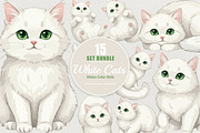 15 Bundle Watercolor White Cat Pet, an Animal Illustration by Morspective (Thumbnail 1 of 8)